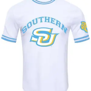 Southern Men's Custom Tee White with Blue Trim and Logo Design
