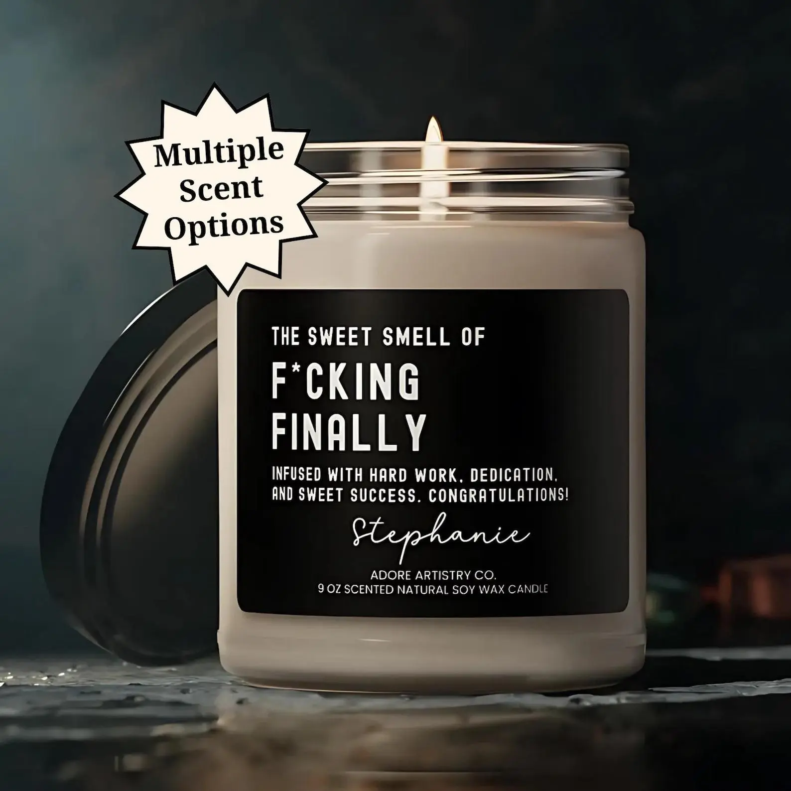 Funny Graduation Candle, College Graduate Gift Nursing PhD Master's Doctorate Med Law Congratulations Gift for Friend Him Her Finally Candle