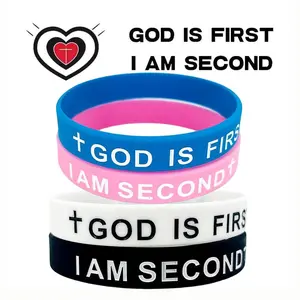 2 Pack- GOD IS FIRST BRACELET I AM SECOND Motivational Message BRACELET Style Religious (Set of 2 bracelets)