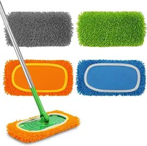 Set of 4  Microfiber Mop Pads Compatible with Swiffer Sweeper, Dry Sweeping Cloths, Washable Wet Mopping Cloth Refills for Floor Cleaning (Mop is Not Included) (Multicolor 2, 4 Pack)