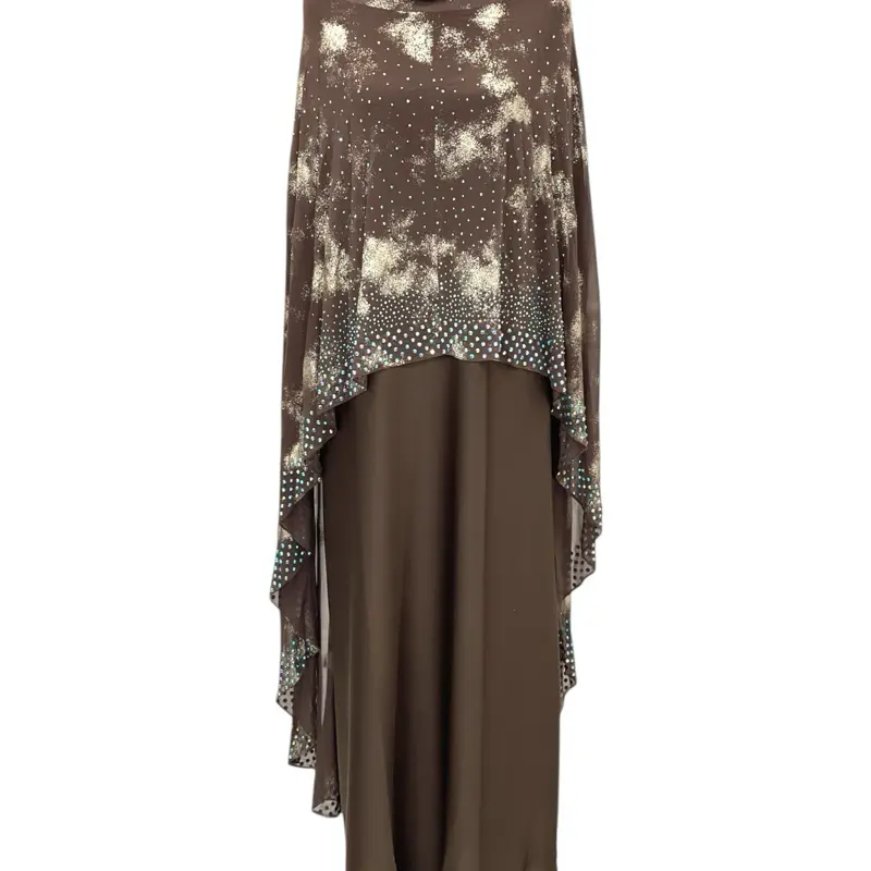Liz Abaya - Stylish Mocha Abaya with Full Sleeve Inner Cape Top & Hijab for Elegant Look.