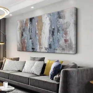 Framed Colorful Abstract Canvas Art Wall Decor Painting Home Wall Decor 32L" x 16W" Decorations Blue Brown And White Wall Art Office Decor Colorful Canvas Picture Artwork For Bedroom Kitchen