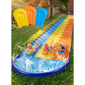 22.5FT Water Slide with 3 BodyBoards, Lawn Water Slip Splash Pad Slide with Built-in Advanced Sprinkler, Summer Water Toy for Kids Adults Backyard Outdoor Summer Water Fun