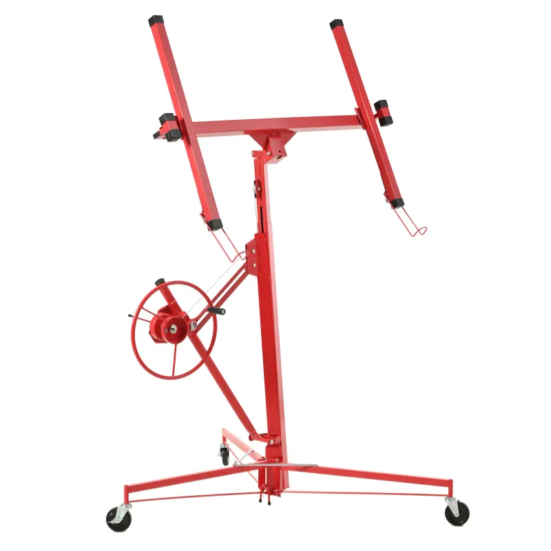 11FT Drywall Lifter Panel Hoist Dry Wall Rolling Caster Lifter Construction Tool 150LB Heavy Duty Sheetrock Hoist Holder (Red)