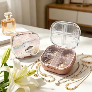 Lone Duck By Waterside Mini Portable Double Layer Jewelry Box, Small Necklace Bracelet Organizer, Anti-tangle & Anti-oxidation, Multi-compartment, Compact Light Luxury Jewelry Storage Case