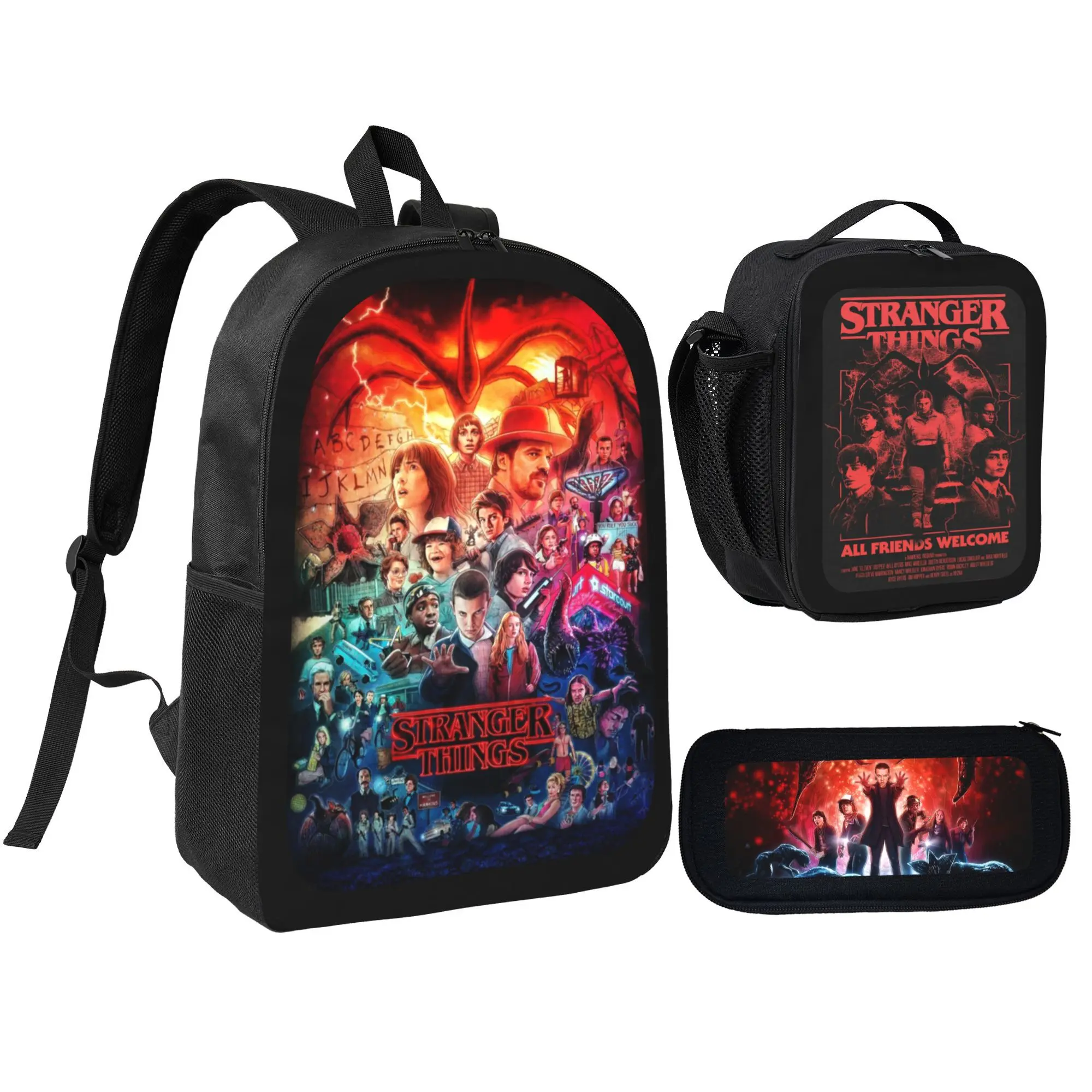 Stranger Things Backpack Anime School Bag with Laptop Compartment for Outdoor Travel and Sports