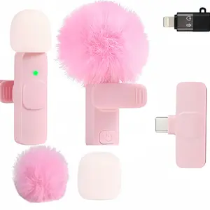 Wireless  Microphone for iPhone, iPad, Android, Camera, Mini Microphone, 6-Hour Battery, High Definition Sound Quality for Interview, Video Podcast, Vlog (Pink)