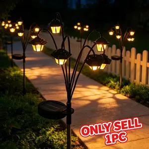 1pc Outdoor Solar Vintage Palace Lantern, Warm Light, 6-LED Lamp, Specifically for Courtyard Pathway Lighting, Garden Landscape Decoration Artifact, Hanging Light, Creates a Classical Charming Atmosphere, Villa Yard Aisle Lighting