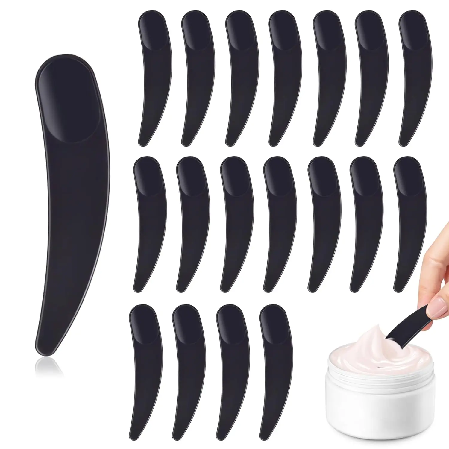 100 PCS Mini Makeup Spatula, Plastic Cosmetic Spatula for Cosmetics, Creams, Mixing and Sampling(Black)