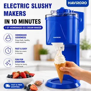 HAVIRORO Ice Cream Maker Machine, 1-Quart Ice Cream, Sorbet and Frozen Yogurt Machine, Fully Automatic Double-Insulated Freezer Bowl Makes Frozen Desserts in Under 30 Minutes