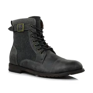 Polar Fox Elijah duo-texture cap-toe combat boots, in Charcoal, Men's Size 6.5 - 13
