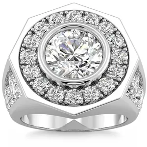 Men's 8 1/2Ct Diamond Hexagon Anniversary Pinkie Ring Gold Lab Grown Men's 8 1/2Ct Diamond Hexagon Anniversary Pinkie Ring Gold Lab Grown