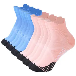 STANDWAY Low Cut 6 Pairs Compression Socks - Women & Men,Cushioned Running Socks with Arch Support,Low Cut, Targeted Compression