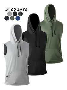 Men's Casual Sports Hooded Vest for Gym, Cool Comfortable Fabric Ideal for Hiking, Cycling, Running in Summer, Lightweight Running Vest