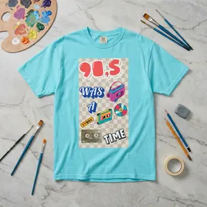 90s Was A Time T-shirt | Retro Cassette Boombox CD Design