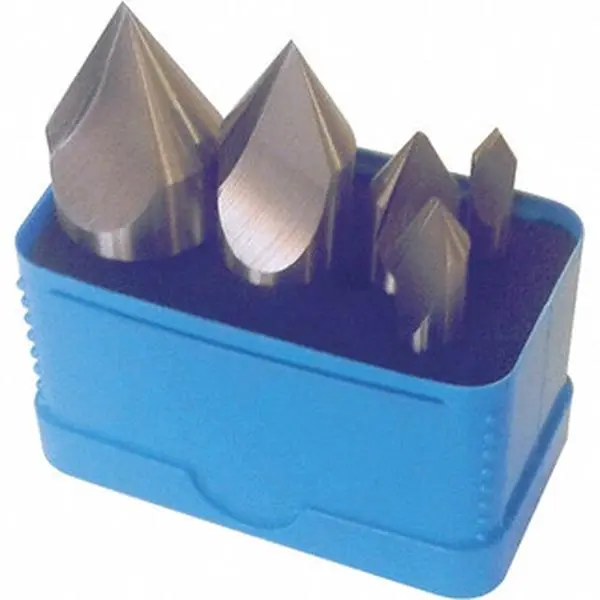 Value Collection 9-Piece High-Speed Steel Single-End Countersink Set for Countersinking Holes, 3/16 to 1" Head Diameters Vary, 90° Included Angle, 1 Flute, SC10905S