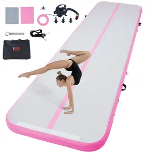 VEVOR Gymnastics Air Mat, TikTokShopBlackFriday, 4 inch Thickness Inflatable Gymnastics Tumbling Mat, Tumble Track with Electric Pump, Training Mats for Home Use/Gym/Yoga/Cheerleading/Beach/Park/Water, 13 ft, Pink