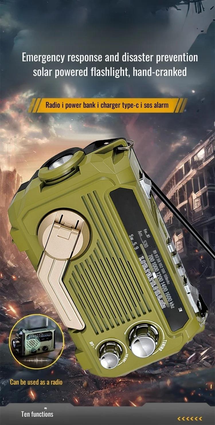 Emergency Weather Alert Radio Hand Crank Radio Emergency Weather Radio Portable Power Bank Usb/Solar/Hand Crank Charging, Bluetooth Loud Volume
