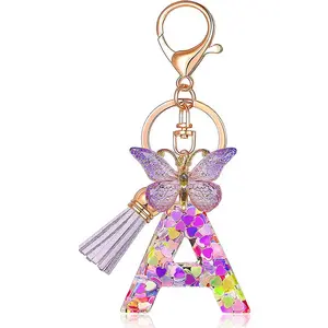Initials Letter Keychain Resin English Letter Keychain Pendant Bag Purse Ornament Accessories