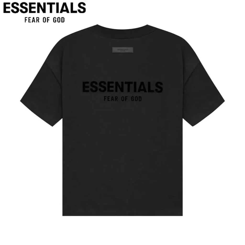 Essentials Fear of God Stretch Limo Velvet Black Tee Oversized Cotton Streetwear T-Shirt Men Women