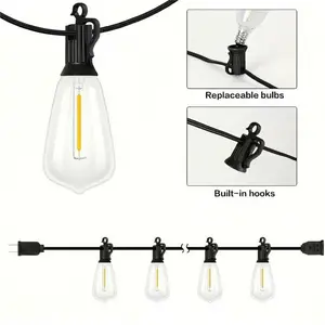 DAYBETTER Outdoor String Led Patio Lights - Outside Waterproof Light ST38 2700K Warm Light Shatterproof Bulb Connectable Hanging Outdoor Electric Lighting for Backyard Yard Gazebo Porch Party outdoorfun