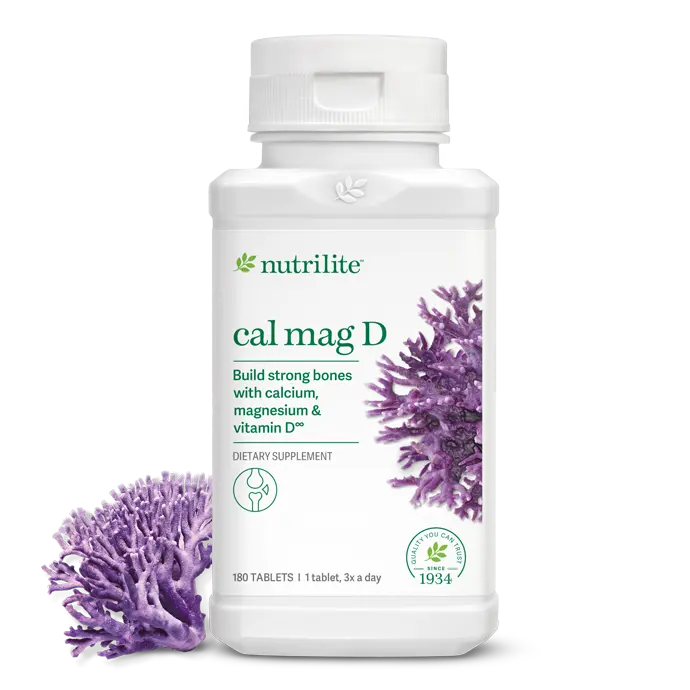 Amway Nutrilite Cal Mag D Bone Support Tablets 180 Count Plant-Based Calcium Magnesium Vitamin D Formula for Bone Health and Wellness - Healthcare, Supplement