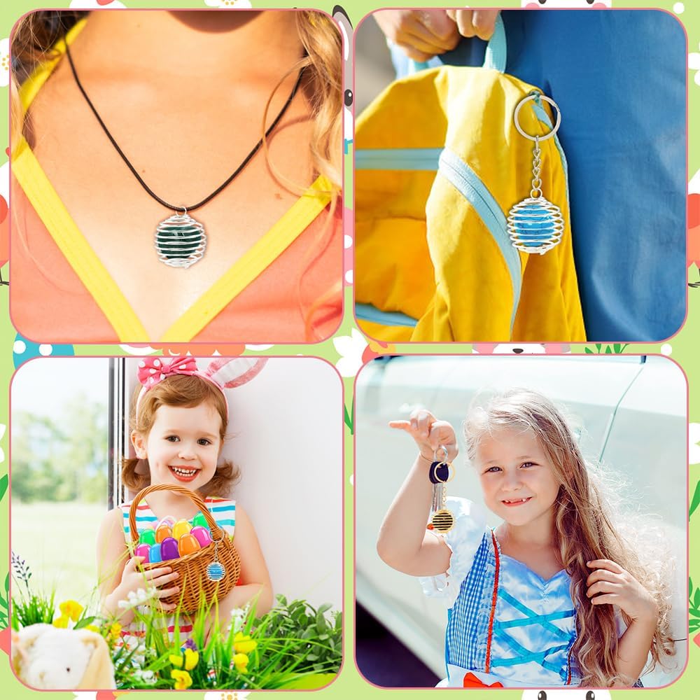 18-Pack Gemstone Prefilled Easter Eggs – Natural Crystals & Mineral Rocks with Necklace & Keychain, Easter Basket Stuffers, Party Favors, Egg Hunt Gifts for Kids