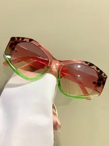 Unisex Vintage Sunglasses, Trendy Casual Plain Color/Leopard Pattern Sunglasses for Everyday Use, Fashion Accessories for Outdoor Activities