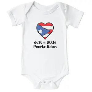 Just A Little Puerto Rican Puerto Rico Flag Heart One Piece Baby Bodysuit