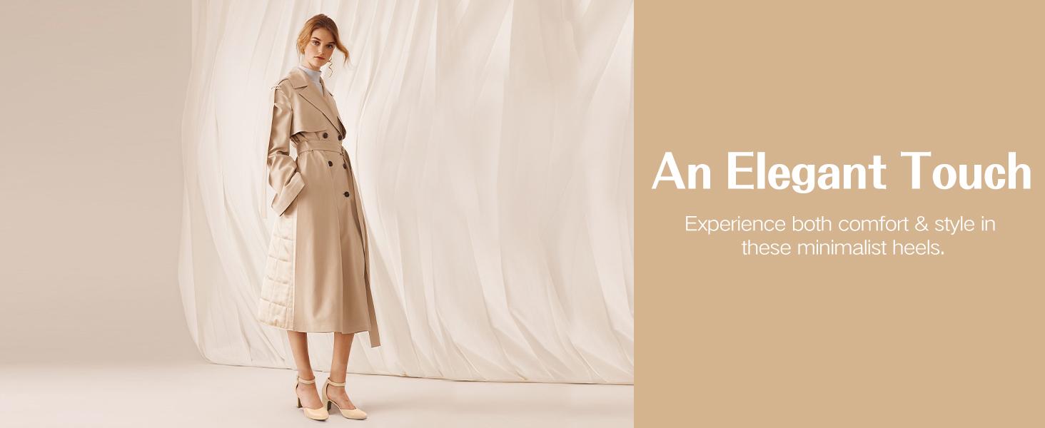 Women's Gilaa Closed Toe Low Chunky Heels Pumps Ankle Strap Wedding Business Round Toe Block Dress Shoes