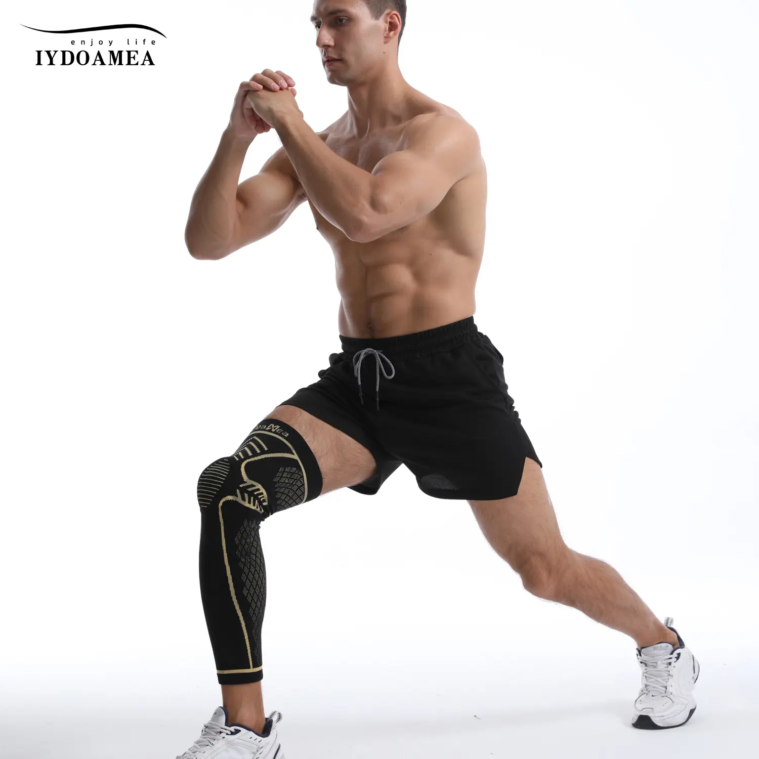 IYDoaMea 1 PC Copper Full Leg Knee Braces For Women & Men, Knee Compression Sleeves With Patella Gel Pad & Side Stabilizers, Knee Support For Sport, Running, Workout