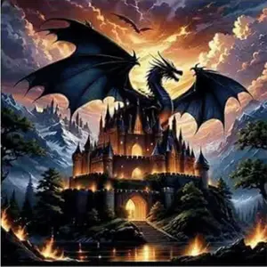 1PCS Fantasy Dragon Castle Diamond Painting Kit for Adults Kids DIY 5D Crystal Rhinestone Embroidery Arts