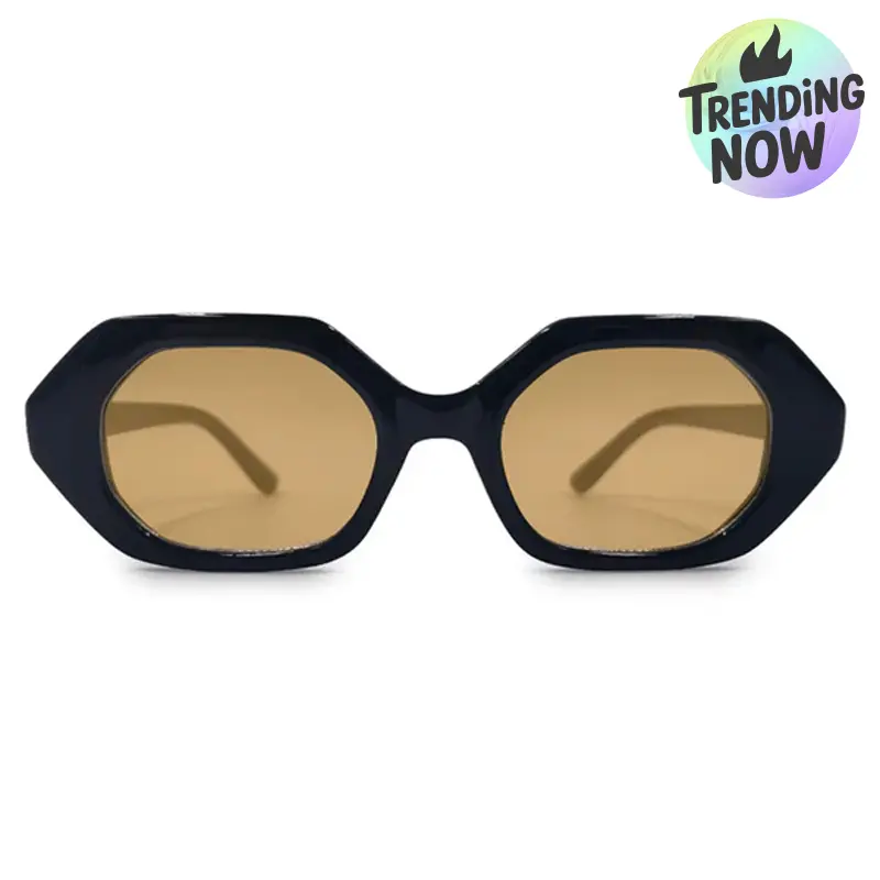 Topfoxx Came To Win Unisex Stylish Geometric Statement Sunglasses with UV 400 Tinted Lenses - Black Frame