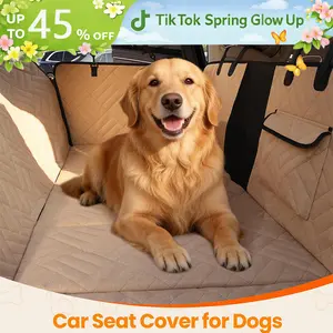 【Spring Glow Up】VALUXE Dog Car Seat Cover for Large Dogs, Full-Cover Waterproof Back Seat Protector, Foldable, Beige/Black
