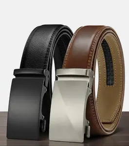 Mens Belt Leather Ratchet Belt 2 Pack - Customizable Fit, Effortless Style