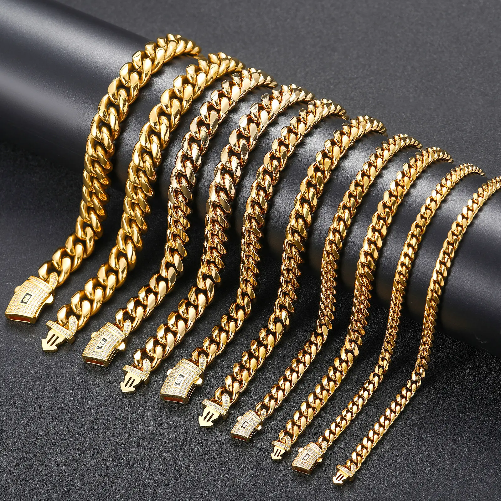 14K Real Gold-Plated Royal Monaco Cuban Necklace, Italian Jewelry for Men & Women, Gift for Fashion Lovers,Father's Day Gift silver synthetic moissanite pendant necklace