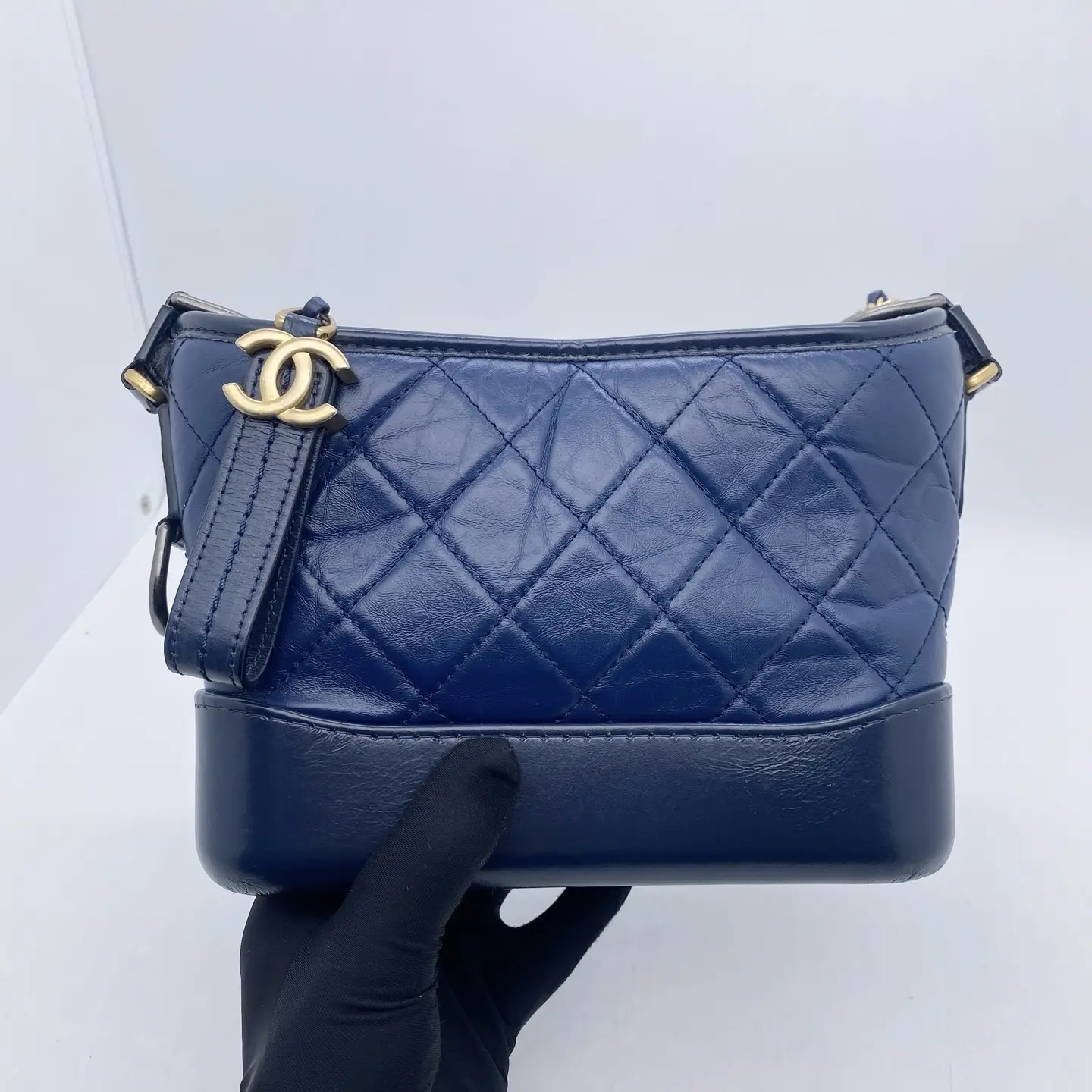 Pre-owned CHANEL Small Gabrielle Backpack, Navy Blue Calfskin(2602898)