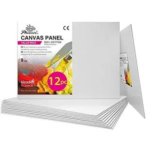 Small Painting Canvas Panels 6x8 Inch, 12 Value Pack - 8 Oz Triple Primed 100% Cotton Acid Free Canvas Boards for Painting, White Blank Flat Canvas Boards for Acrylic, Oil Paints