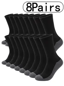 8Pairs-Classic Socks, Breathable Sweat-Absorbing Sports Athletic Socks, Sweat Absorbent Socks, Sports Fit Socks, Unisex Mid-Calf Socks for All Seasons, Versatile Casual Wear