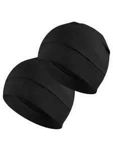 2 Pieces Baggy Slouchy Chemo Sleep Beanie Hat, Fitted Skull Cap Headwear, Casual Plain Design, All Seasons Wear, Comfortable Knit Caps, Multifunctional Skull Caps