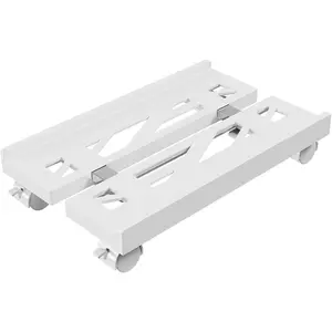 Adjustable Computer Tower Stand, Mobile CPU Stand with 4 Rolling Caster Wheels, Under Desk CPU Holder PC Floor Cart PC Riser for Gamers and Students (White)