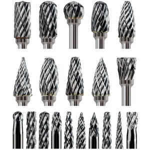 20 Pcs Carbide Burr Bits 1/8" Shank Compatible with Dremel Milwaukee Metal Grinding Wood Stone Steel Carving Cutting Engraving Grinder Kit Attachment Rotary Tool Accessories Set Harder than Diamond