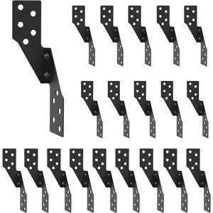 20 Pcs Hurricane Ties, Strong Tie Brackets with Black Powder-Coated, Durable Hurricane Straps for Trusses and Rafters