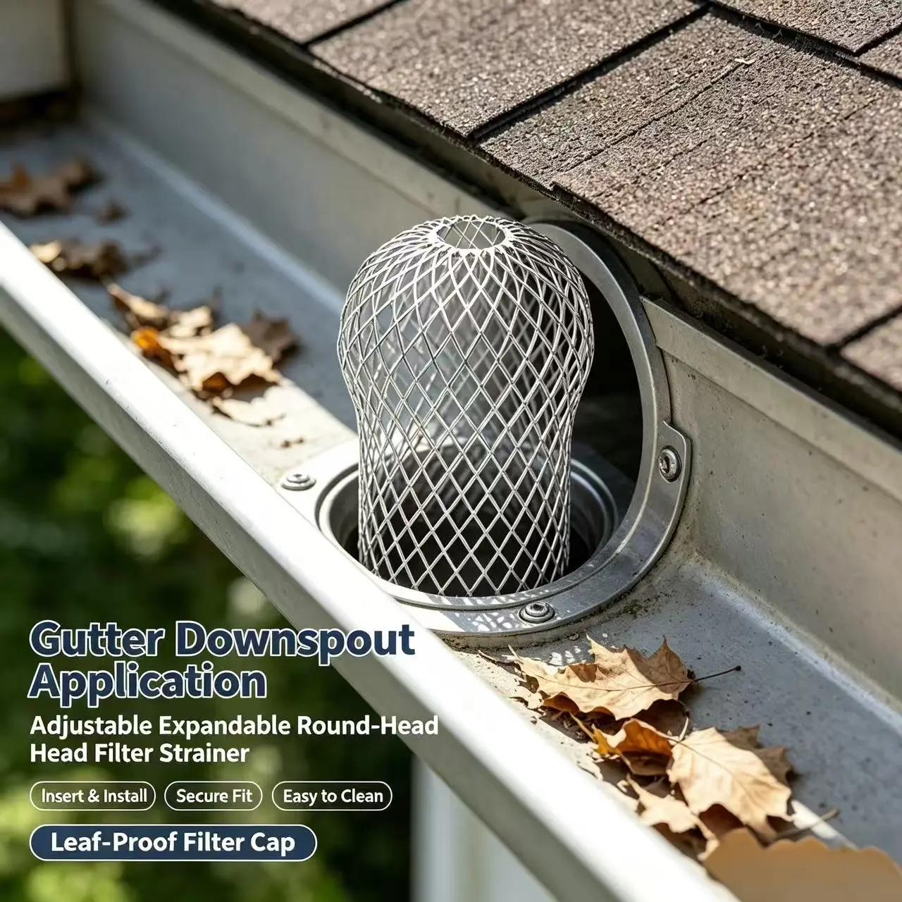 Expandable Drainage Gutter Protective Mesh, Set of 2 – Aluminum Alloy Leaf Filter Net, Tool-Free Debris Interceptor for Rain Gutters, Prevents Pipe Blockage and Basement Backflow