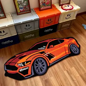 Race Car Creative Carpet, Soft Modern Geometric Pattern Rug for Living Room & Bedroom Decor, Home Decoration Accessory, Cartoon Pattern Rug