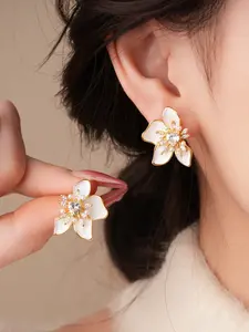 Flower Artificial Zircon Earrings, Ear Studs, French Style Pearl Jewelry, Luxurious High-End Fashion Accessory, Perfect for Women, Parties, Daily Wear, Birthday Gift
