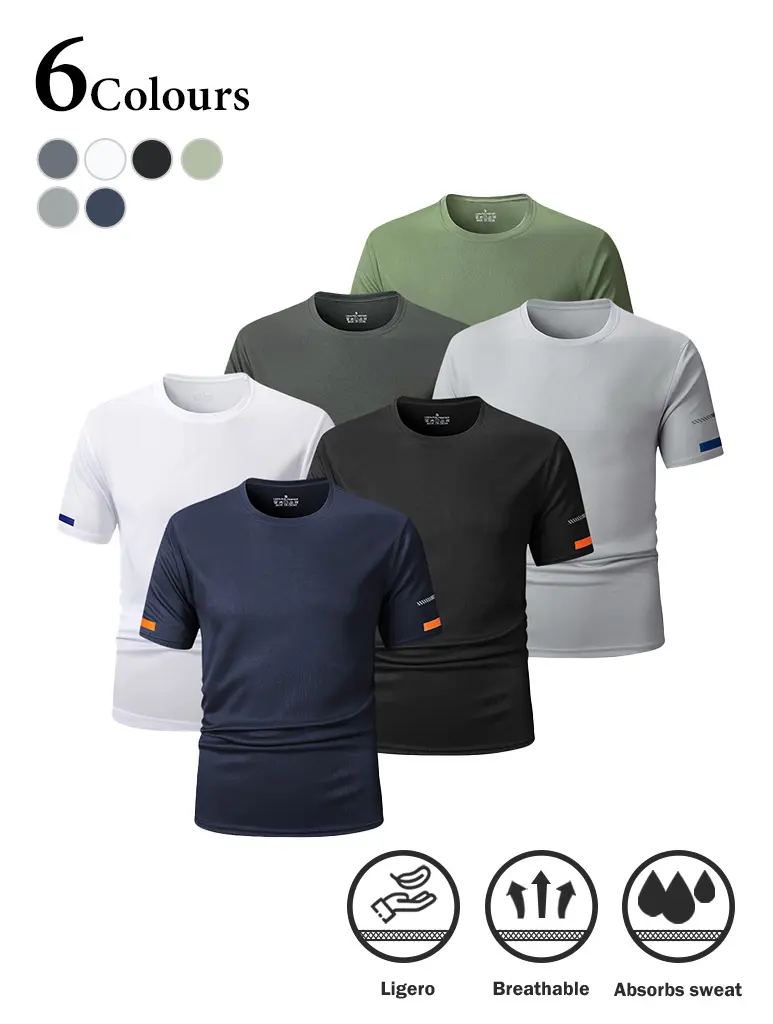 Men’s Short-Sleeve Slim-Fit Sports T-Shirts, Moisture-Wicking Lightweight Breathable Mesh Gym Athletic Tees