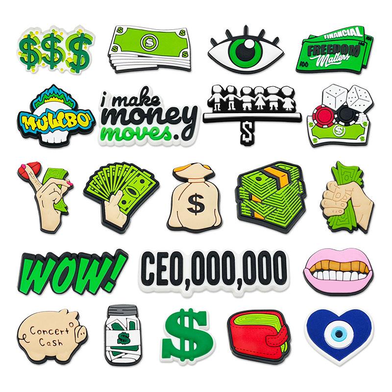 Cartoon Money Croc Shoe Charms for Kids Boys Girls Women Men PVC Wristband Sandals Clog Accessories Party Favor with Dragon and Character Designs