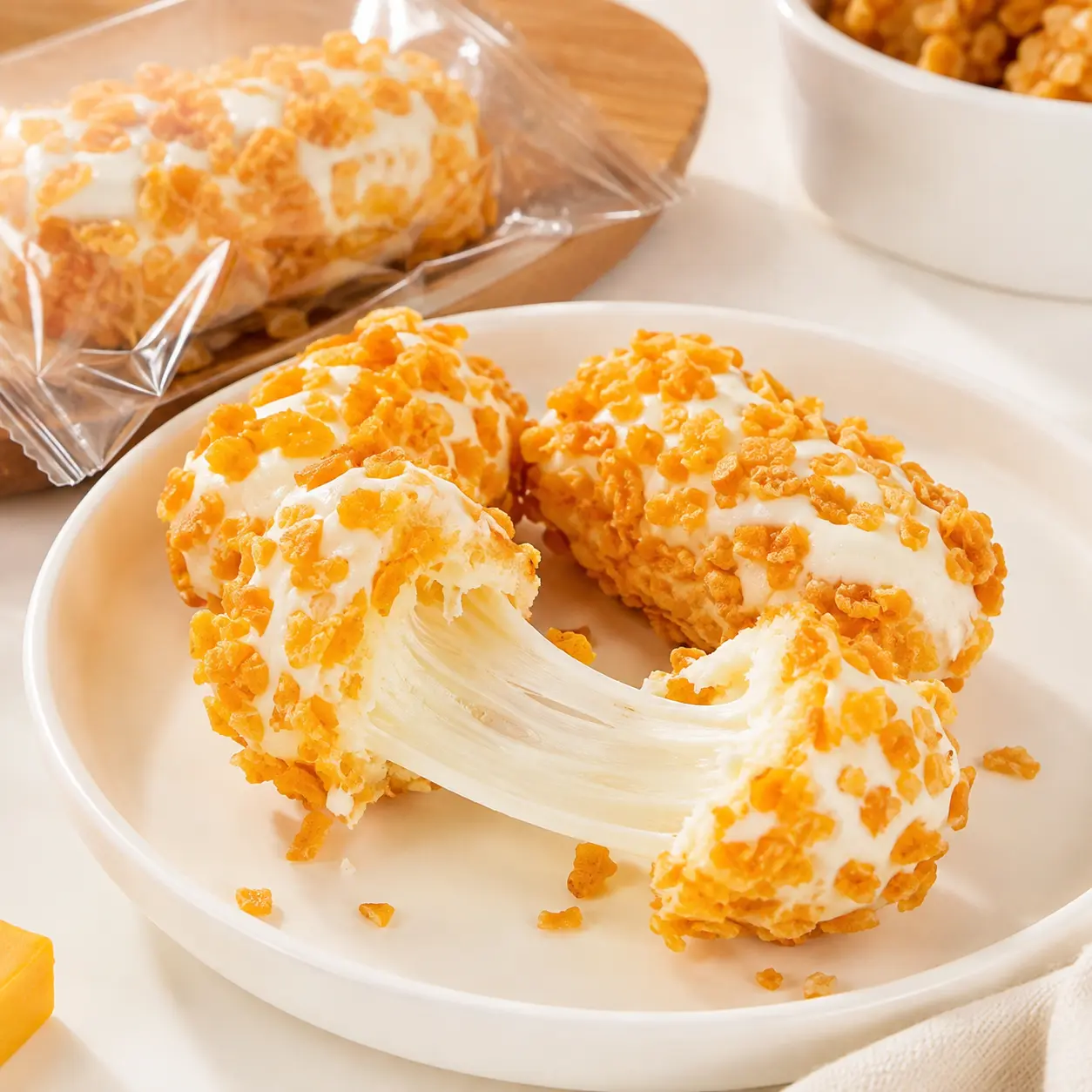 Milk Nougat Crispy Rolls, Soft & Chewy Milk-Flavored Treat with Crunchy Center, Rich & Creamy Asian Sweet Snack for Tea Time & Everyday Snacking