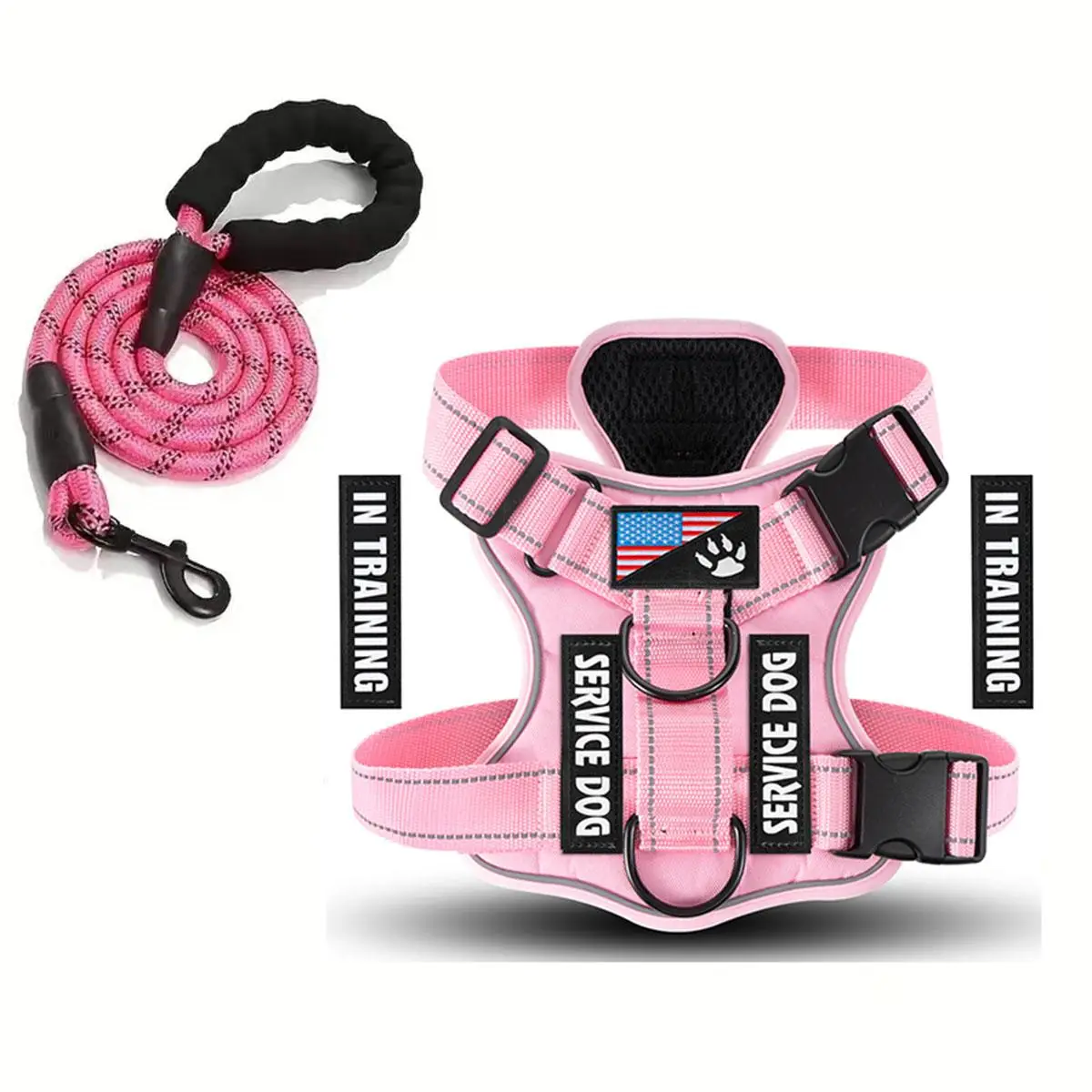 Dog Harness with Leash, 1 Count Reflective Dog Harness & 1 Count Durable Leash, Pet Training Harness, Outdoor Activity Pet Supplies, Dog Stuff, Puppy